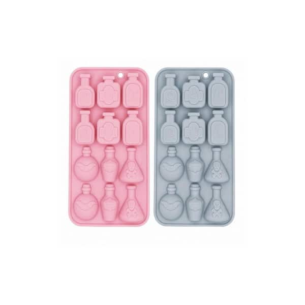 Halloween 12-Cavity Apothecary Potion Bottle Silicone Mould Tray with Nonstick Flexible Release Design 2-Pack