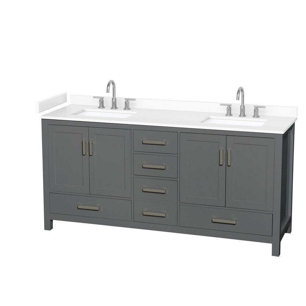 Sheffield 72 in. Double Freestanding Dark Gray Bath Vanity with Top price history on PriceWatchPro
