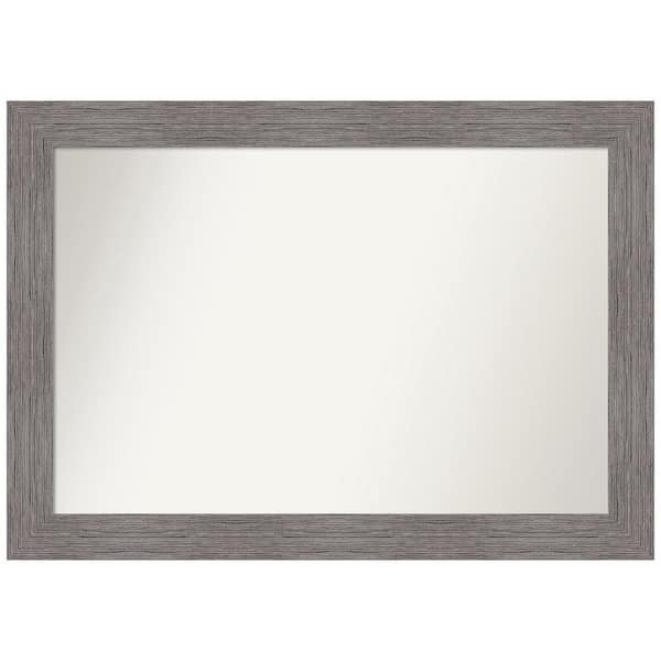 Amanti Art Pinstripe Plank Grey 41.5 in. W x 29.5 in. H Rectangle Non-Beveled Framed Wall Mirror in Gray