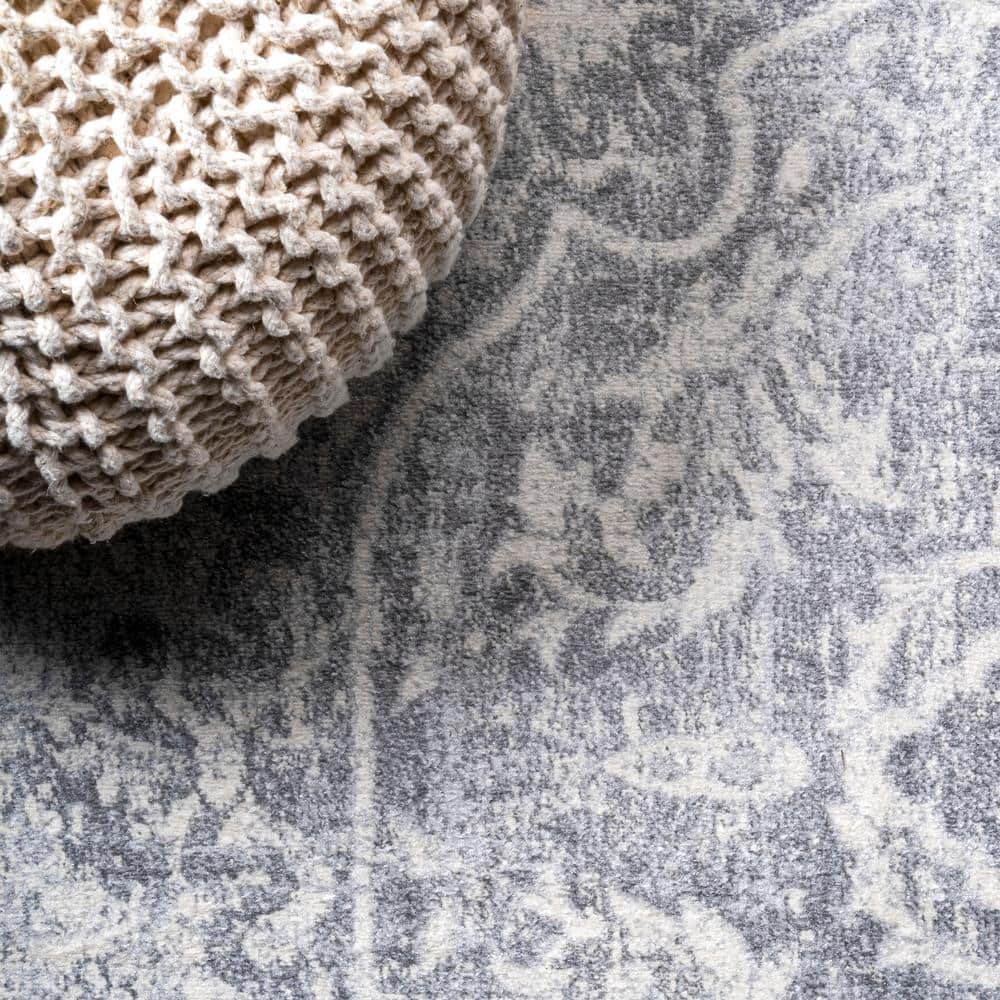 Elegant Cream/Grey Synthetic 2' x 10' Runner Rug