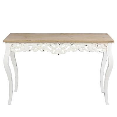47 in. Brown/White Standard Rectangle Wood Console Table
