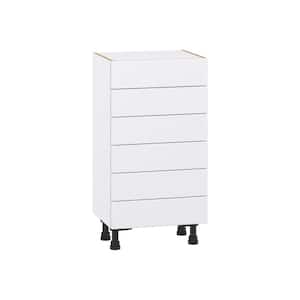 Fairhope Glacier White Slab Assembled Shallow Base Kitchen Cabinet with 6 Drawers (18 in. W x 34.5 in. H x 14 in. D)