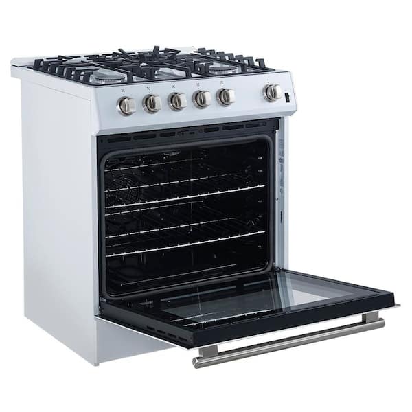 Forno Leonardo Espresso 30 in. White Slide-in Gas Range 5-Burners 