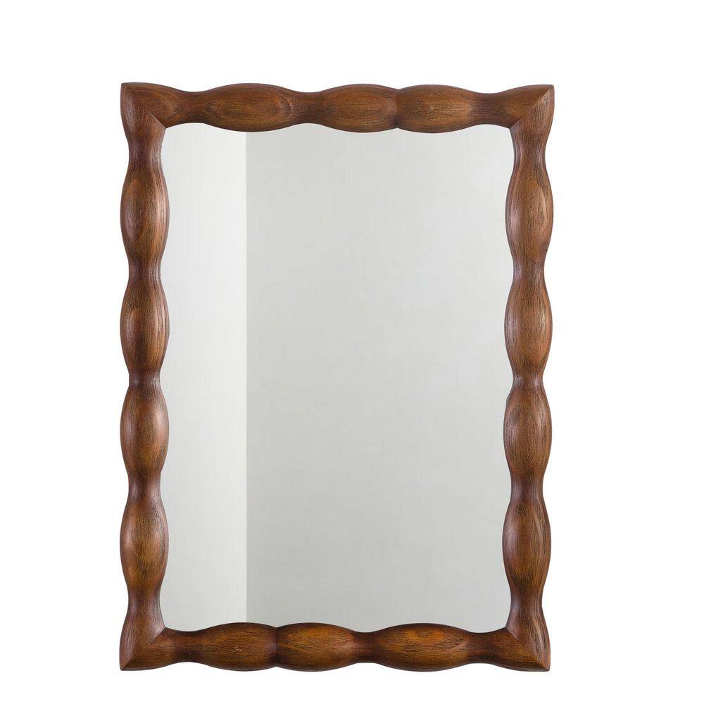 36 in. W x 24 in. H Modern Rectangular Pine Framed Wall Bathroom Vanity Mirror in Dark Walnut