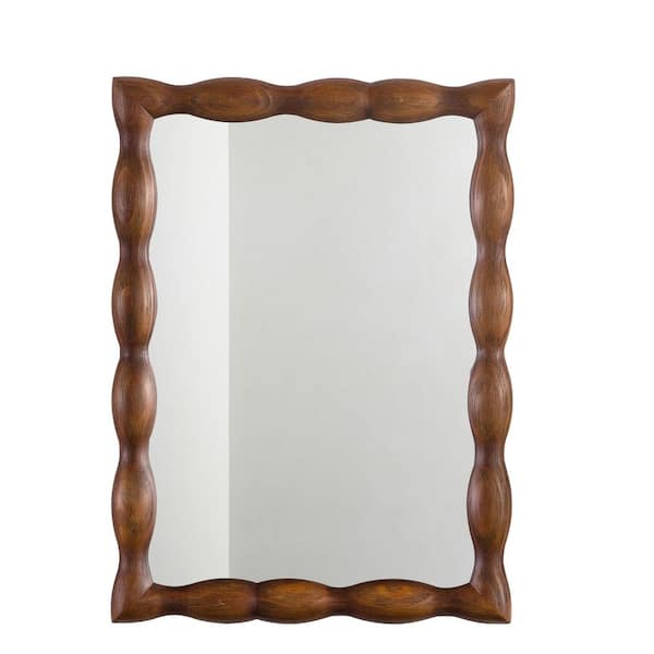 36 in. W x 24 in. H Modern Rectangular Pine Framed Wall Bathroom Vanity Mirror in Dark Walnut