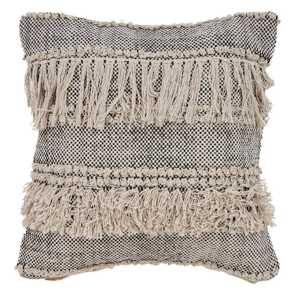 Eleanor Zanthia Bespeckled 20 in. x 20 in. Natural / Black Indoor Throw Pil