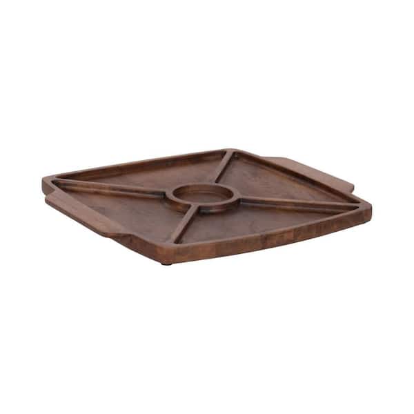 Criscroft 17 in. W x 1 in. H x 15 in. D Square Walnut Brown Wood Decorative Serving Tray