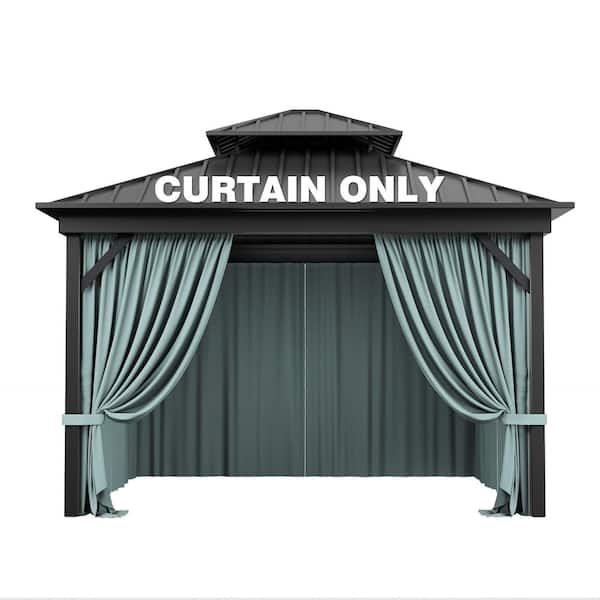 10 ft. x 10 ft. Universal Outdoor Privacy Curtains, Gazebo Curtains with Zipper Calcite Blue (4-Side Curtain Only)