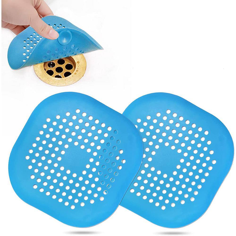 Square drain cover for shower, silicone hair plug with suction cup, suitabl