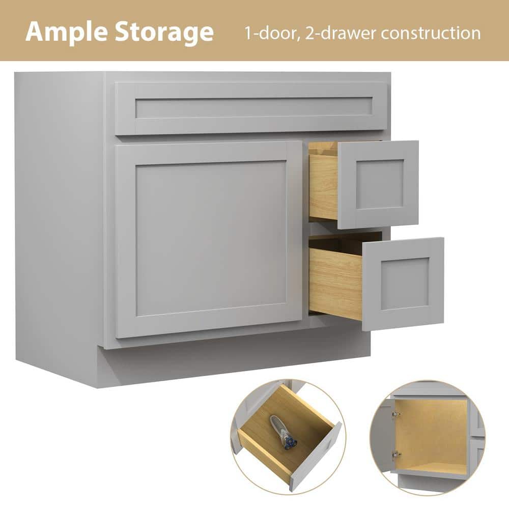 Gray Painted Freestanding Bathroom Vanity Cabinet with Shelves