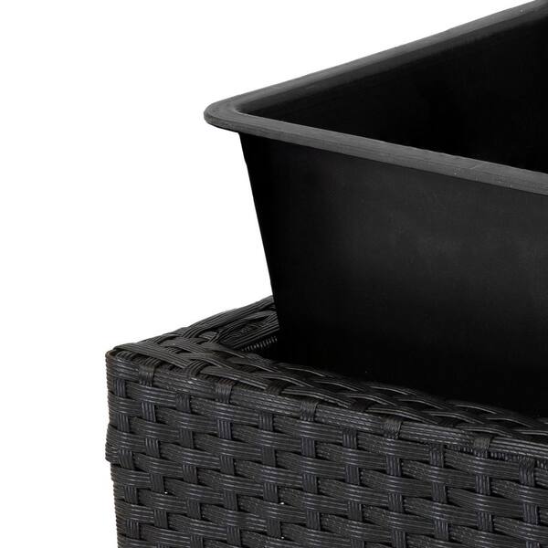Sunnydaze 3-Section Plastic Wicker Raised Planter-Black NHU-8881