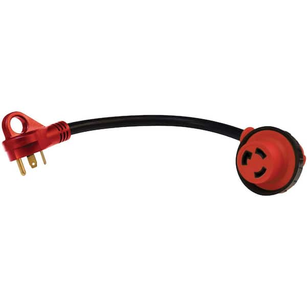 Valterra Mighty Cord 90° Detachable 12 in. Adapter Cord - 30AM to 30AF, Red  (Carded) A10-3030D90VP - The Home Depot