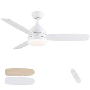 Cheril 48 in. Modern Indoor Matte White Smart Ceiling Fan with Integrated LED, DC Motor and Reversible Plywood Blades