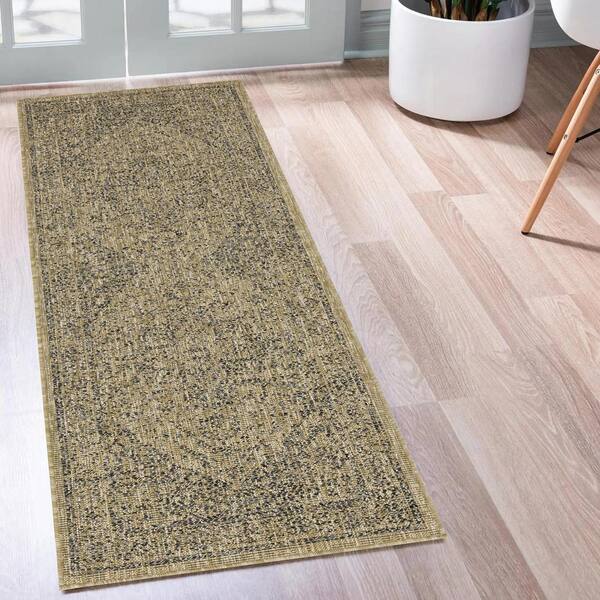 Zaria 2 ft. x 8 ft. Jute and Black Indoor/Outdoor Area Rug