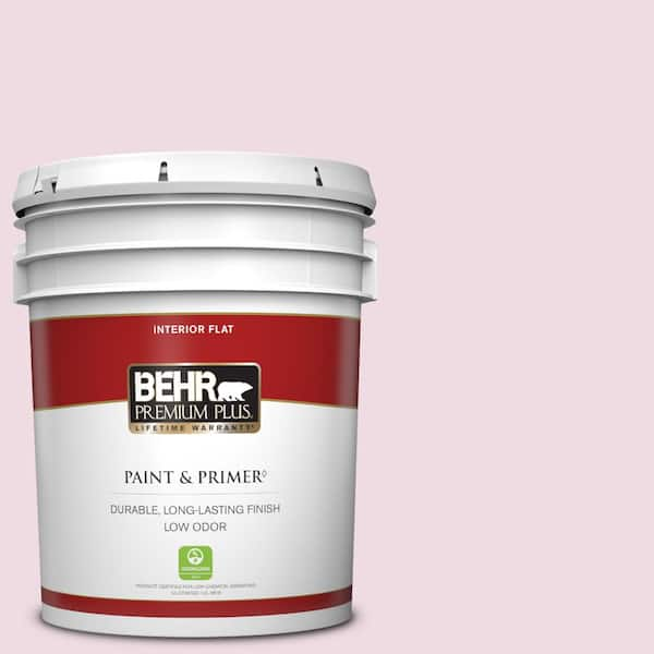 BEHR PREMIUM PLUS 5 gal. #M130-1 Pink Posies Flat Low Odor Interior Paint & Primer