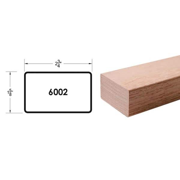 HOUSE OF FORGINGS RO-6002-8 Red Oak 6002-8 2-3/4 in. W x 1-5/8 in. H Modern Style Straight Wood Handrail for Stair Remodeling 8 ft. L - 2