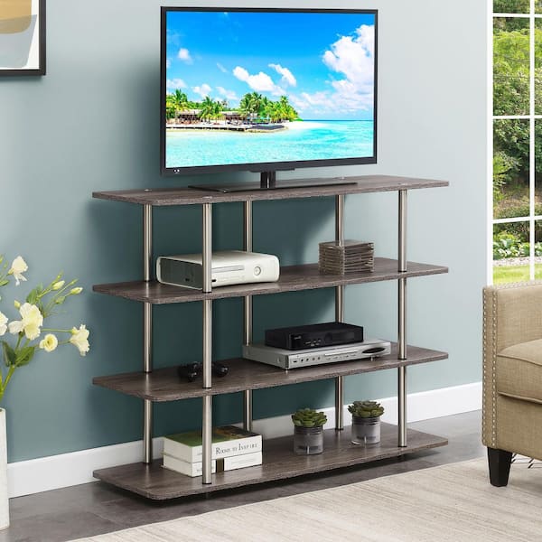 Convenience Concepts Designs2Go 47.25 in. Weathered Gray XL Highboy TV Stand fits TVs up to 55 in. with 4-Shelves