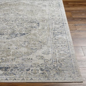 Lillian Sky Blue/Light Grey Doormat 2 ft. x 4 ft. Indoor Machine-Washable  Area Rug