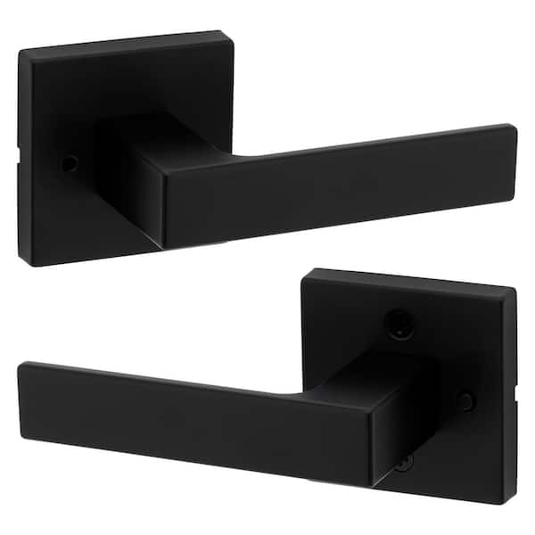 Singapore Square Matte Black Bed/Bath Door Handle with Microban and Lock