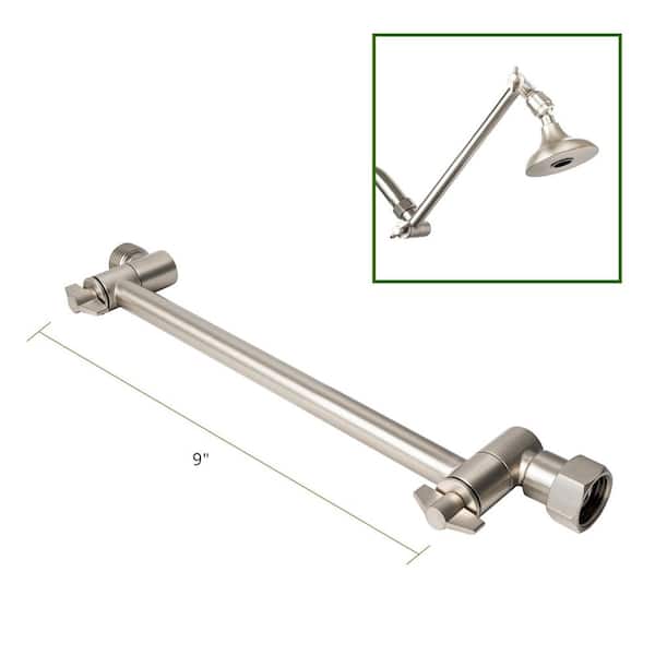 Exclusive 9 in. Adjustable Shower Arm Extension for Fixed Shower Heads, Brushed Nickel Finish