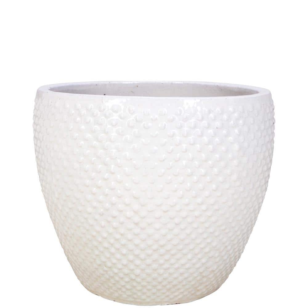 15 in. Crackle White Ceramic Mila TC Planter GGC-774C-CWT - The Home Depot