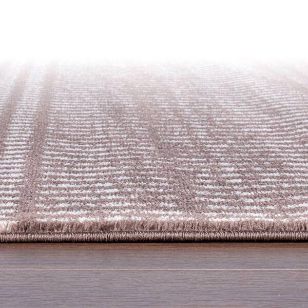 Contemporary Minimalistic Stripe Lines 7 ft. 10 in. x 10 ft. Area Rug Brown