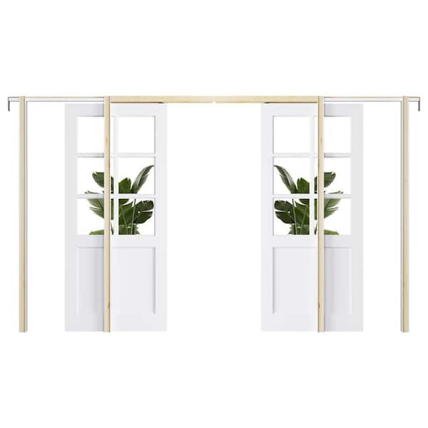ARK DESIGN 72 in. x 80 in. 6-Lite Clear Glass White Primed Wood