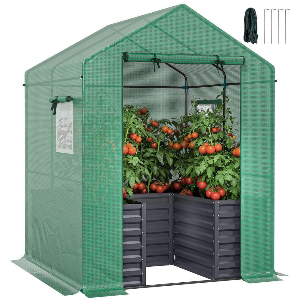 Outsunny 55.5 in. W x 55.5 in. D x 74.8 in. H Steel PE Dark Gray