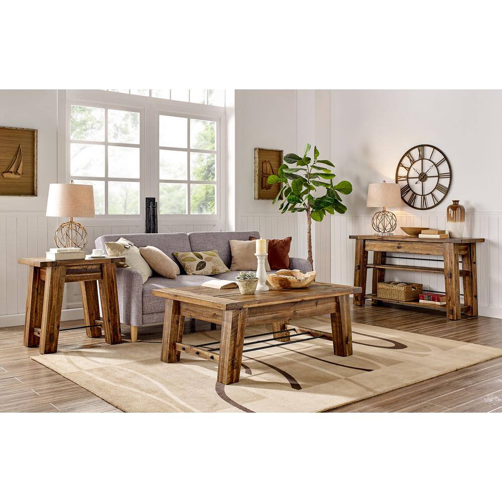Durango 51'' Dark Brown Industrial Wood and Metal Coffee Table