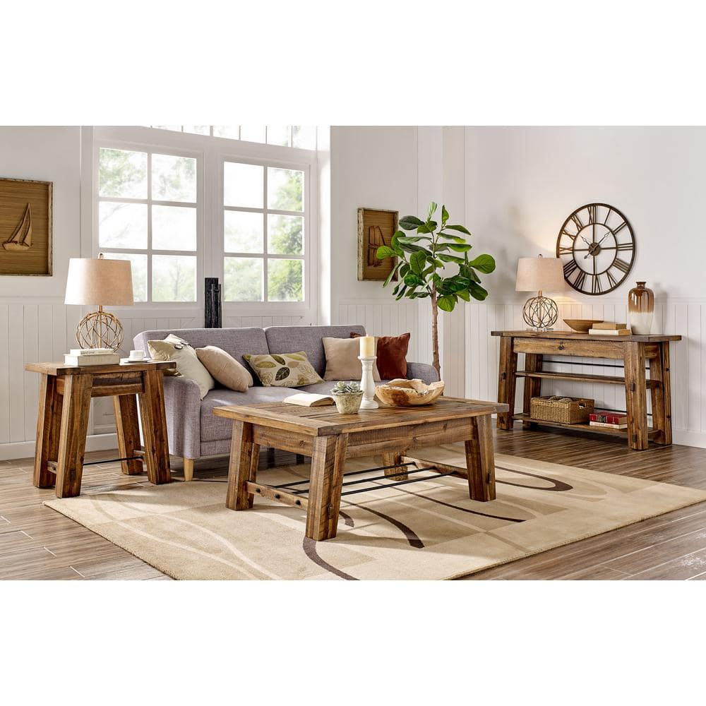 Durango 56'' Dark Brown Industrial Wood and Metal Console with Glass Shelves