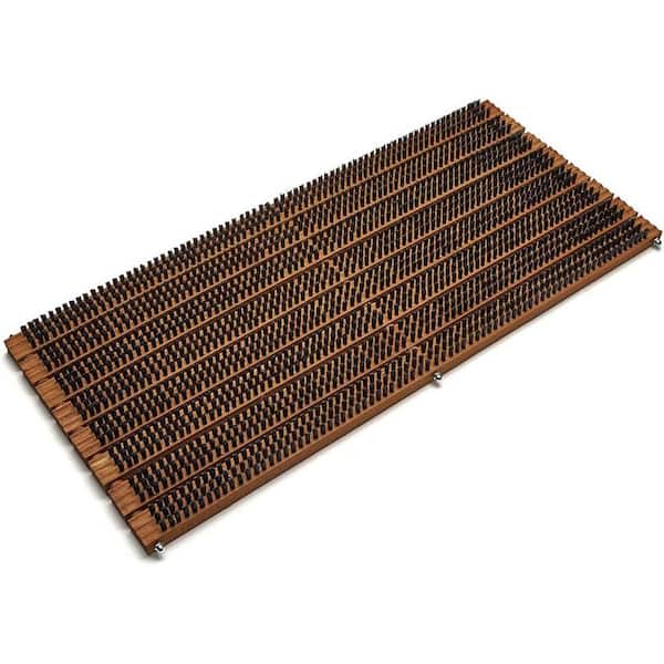 31.5 in. x 14 in. Brown and Black Indoor/Outdoor Boot Brush Door Mat