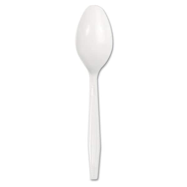 Boardwalk White Mediumweight Disposable Polystyrene Utensils, Teaspoons, 10 Boxes of 100 / Carton