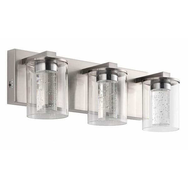 Briignite 17 in. 3-Light LED Black Vanity Light with Crystal Accents Dimmable and Adjustable Lighting for Bathroom