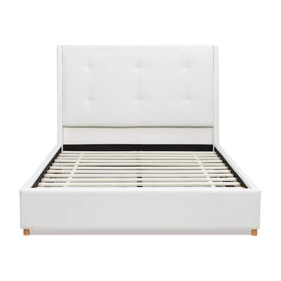 Jennifer Taylor Miramar Off-White Fabric Frame Queen Platform Bed