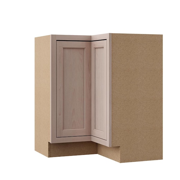 Hampton Bay Hampton Unfinished Beech Raised Panel Assembled Lazy Susan Corner Base Kitchen Cabinet 28 5 In X 34 5 In X 16 5 In Kblsn36 Ufdf The Home Depot