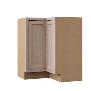 28.5 in. W x 16.5 in. D x 34.5 in. H Assembled Lazy Susan Corner Base Cabinet in Unfinished with Recessed Panel