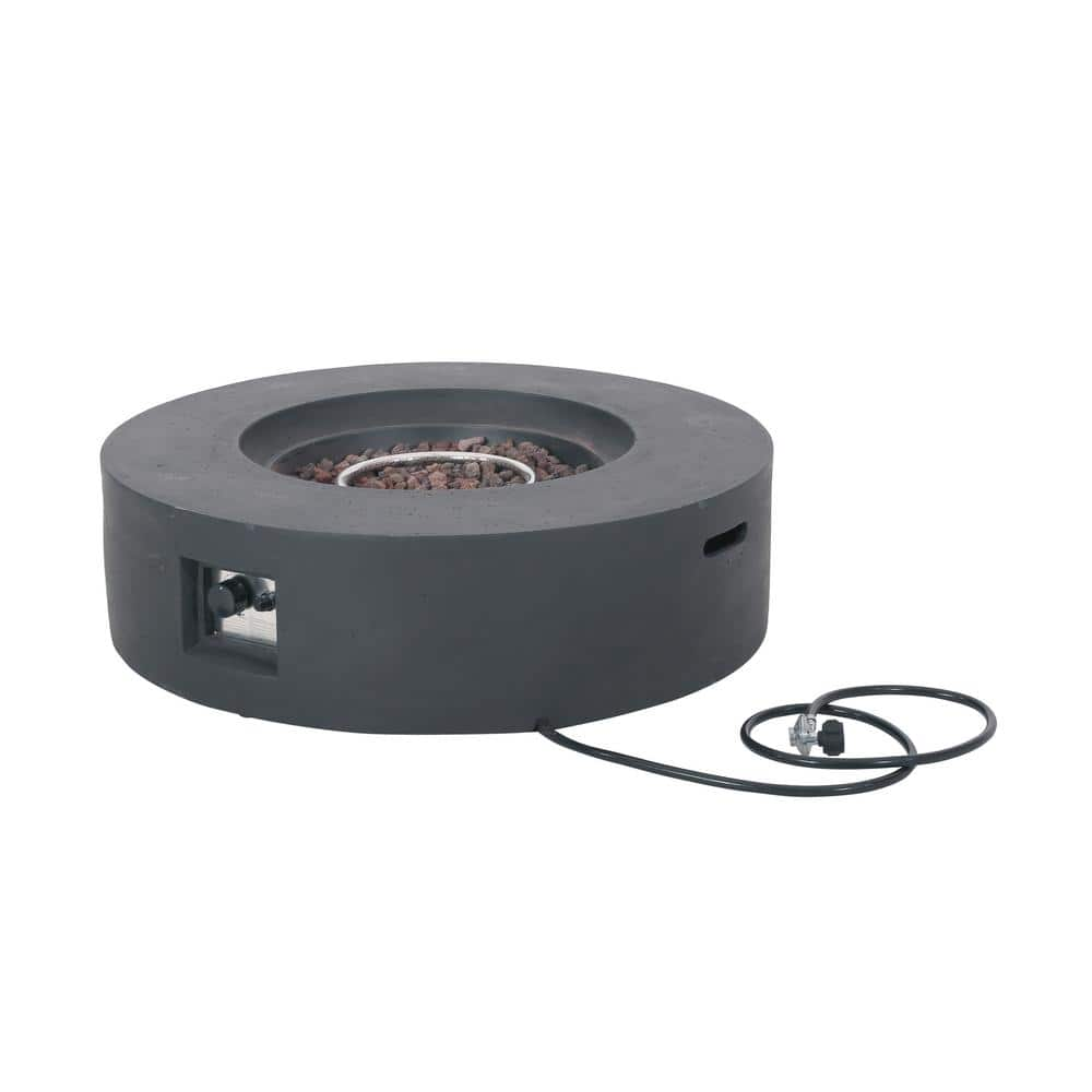 Noble House Mayfair Dark Gray Circular Stone Fire Pit (No Tank Holder ...