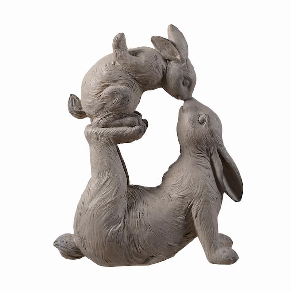 HI-LINE GIFT LTD Mom and Baby Rabbits Garden Statue Bunny Yard Decor