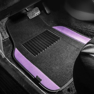 4-Piece Purple Universal Carpet Floor Mat Liners with Colored Trim - Full Set