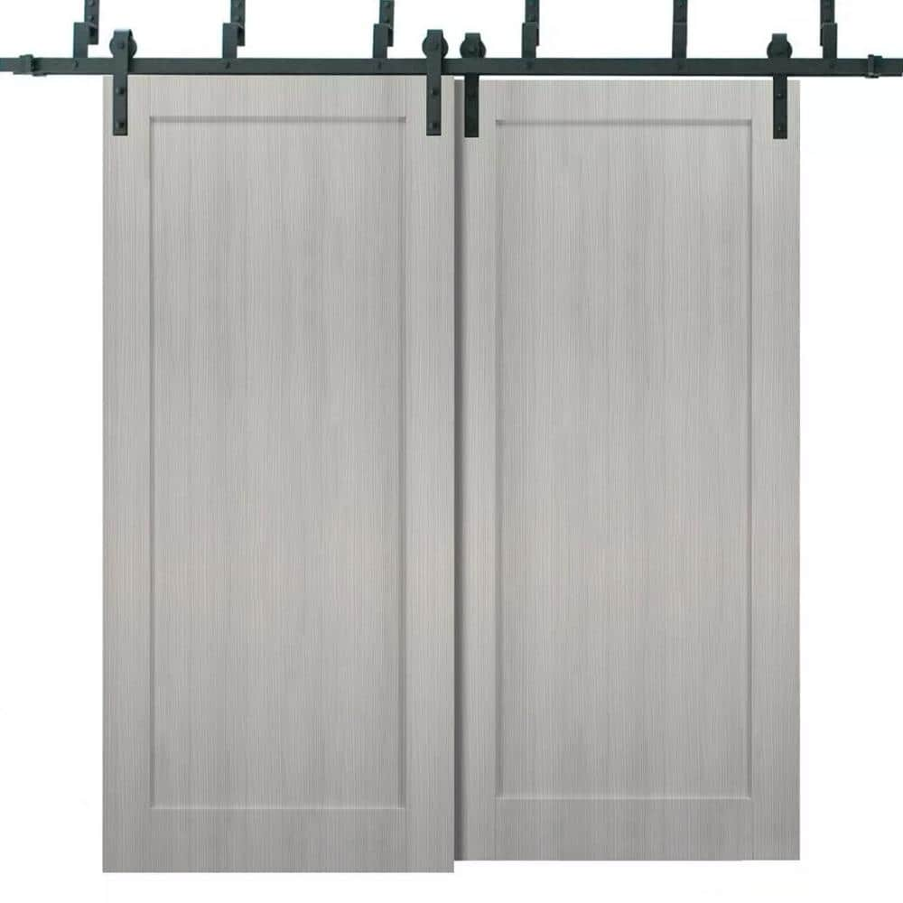 Sartodoors 56 in. x 84 in. Gray Finished Pine MDF Sliding Barn Door with  Hardware Kit QUADRO4111BBB-KS-5684 - The Home Depot