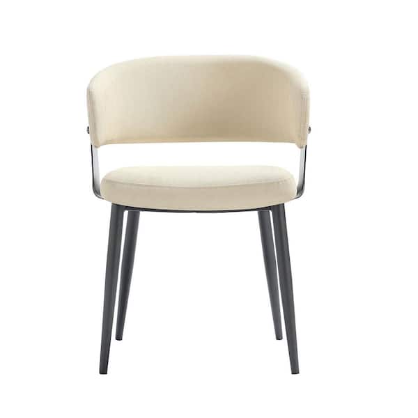 Luce Modern Sand Textured Faux Leather Upholstered Dining Arm Chair with Metal Legs