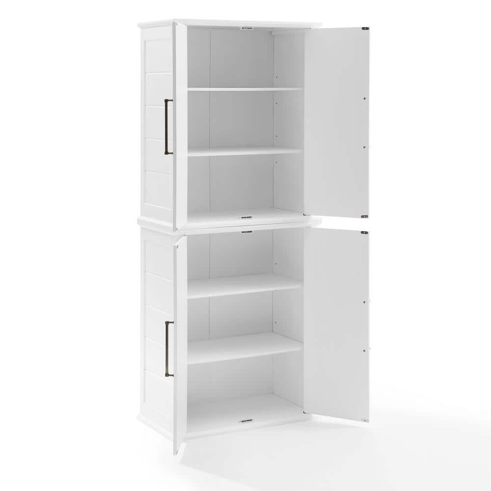 Bartlett Tall White MDF Freestanding Storage Pantry with Adjustable Shelves