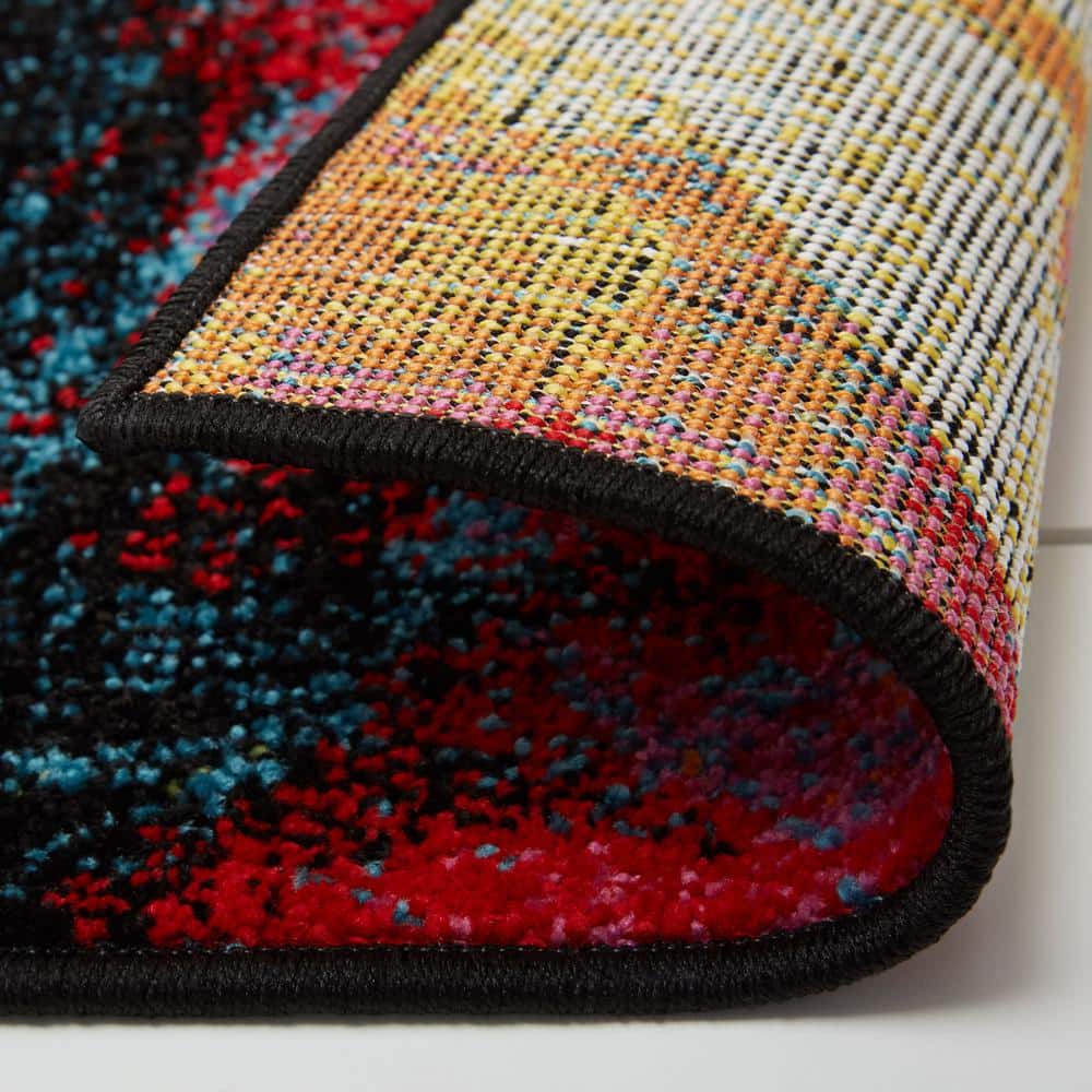 Splash Black and Pink Abstract Washable Kids Rug