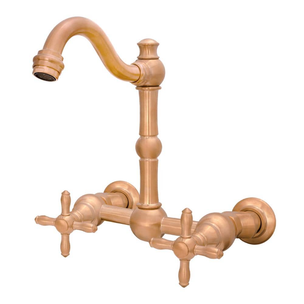 Bathroom Faucets - Solid Brass Wall Mount Bathroom Sink Faucet with 2 Cross