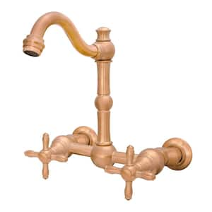 Bathroom Faucets - Solid Brass Wall Mount Bathroom Sink Faucet with 2 Cross Handles, Copper Bathroom Faucet - AK41718N1