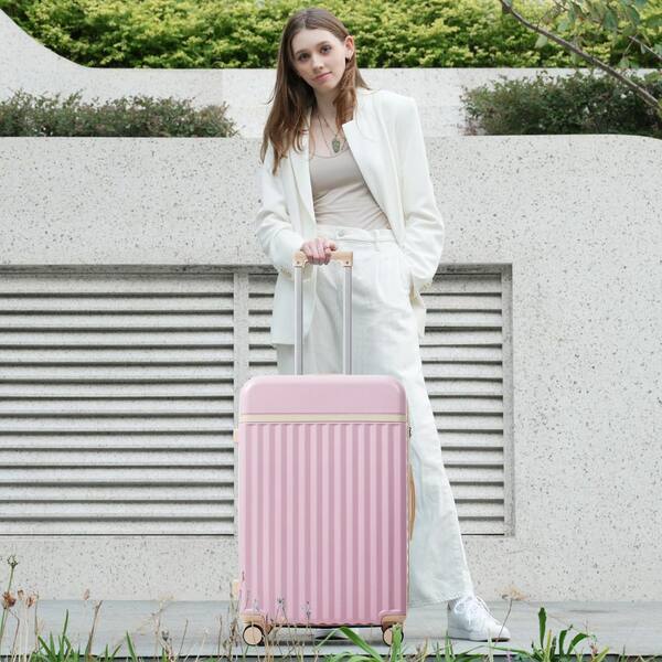 Tatahance 3-Piece Pink Hardside Spinner Wheels Luggage Set with