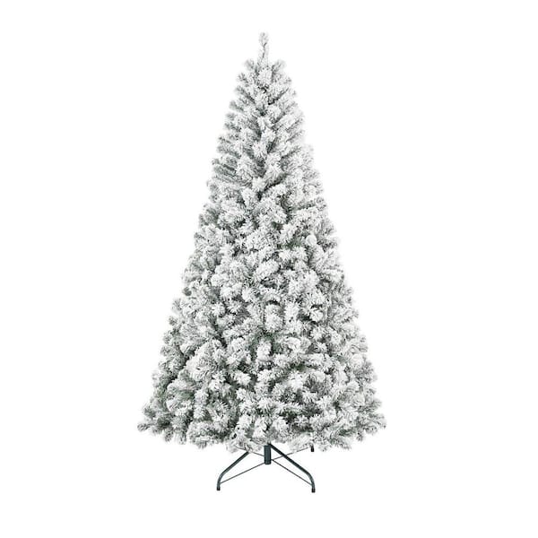4 ft. Flocked Artificial Christmas Tree Snowy PVC Christmas Tree with ...