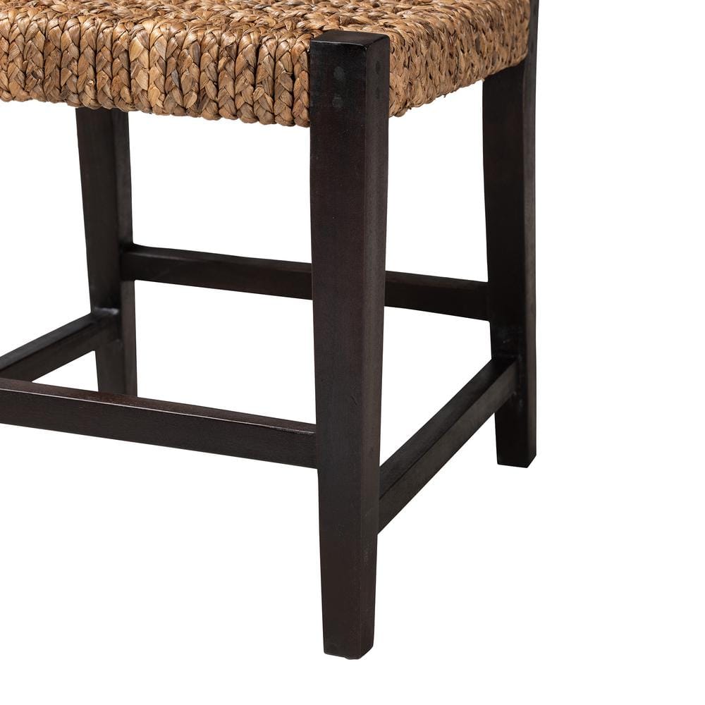 Bohemian Charm Dark Brown Mahogany and Rattan Side Chair