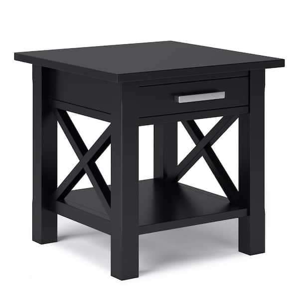 Simpli Home Kitchener Solid Wood 21 in. Wide Square Contemporary End Table in Black