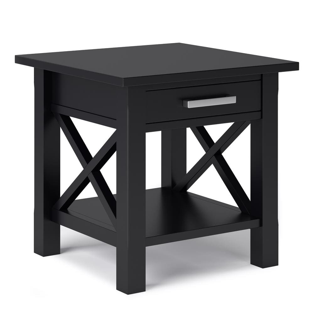 Simpli Home Kitchener Solid Wood 21 In Wide Square Contemporary End Table In Black Axcrgl002 Bl The Home Depot